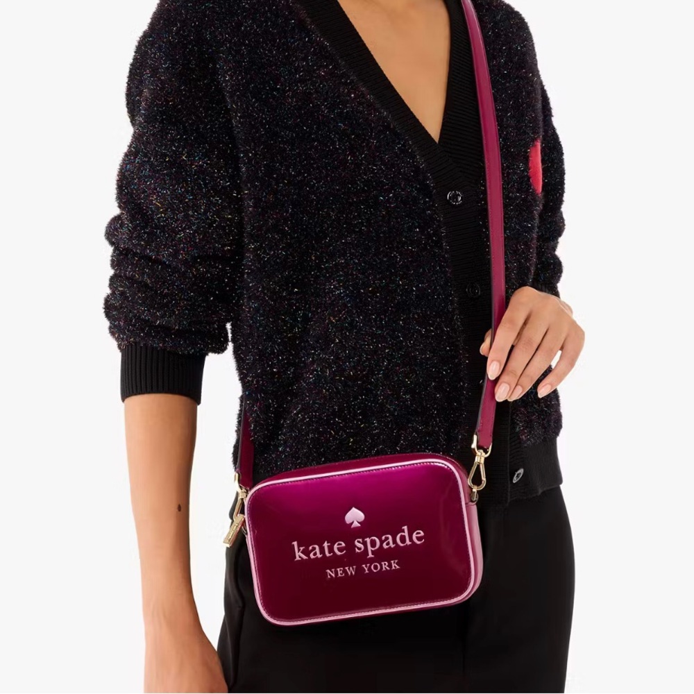 Kate Spade! NWT!! “ Oh Snap” Mini Camera Bag in Dark Raspberry! Adorable!! - Picture 6 of 7